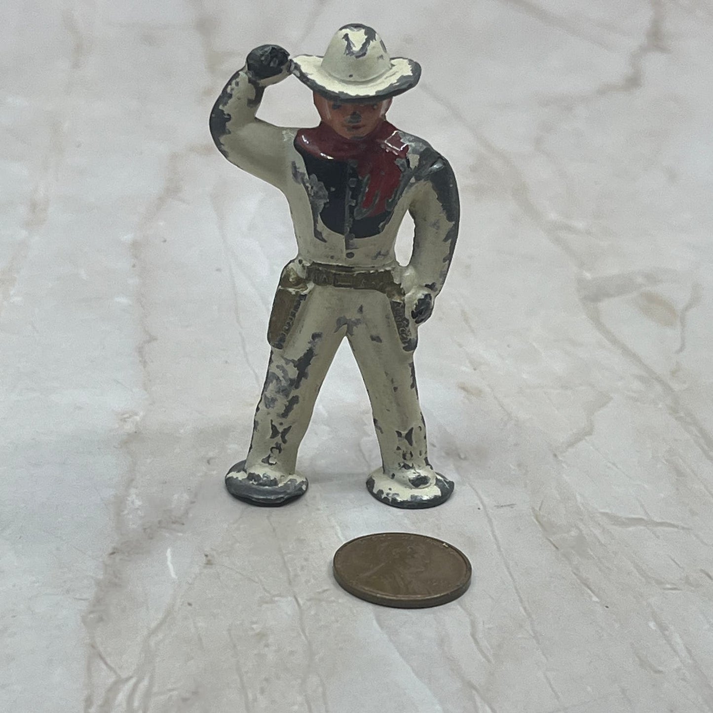 1950s Barclay Lead Pod Foot Cowboy Toy Figure Metal White Uniform SB8