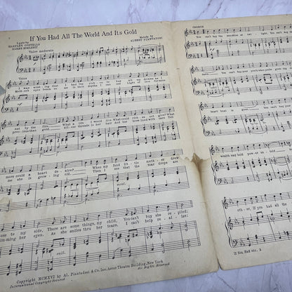 If You Had All The World and Its Gold Mother Song Costello 1916 Sheet Music V15