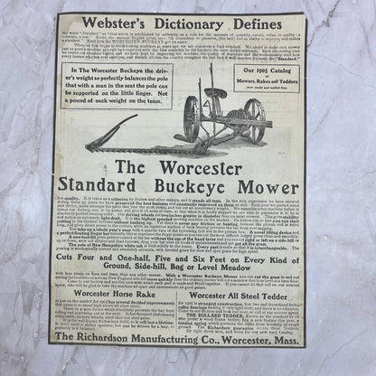 The Worcester Standard Buckeye Mower Richardson Mfg Co 1905 Magazine Ad FL6-11