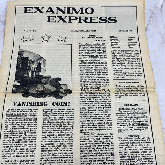 1980 Summer - Exanimo Express Treasure Hunting Newsletter - Ames NE M11