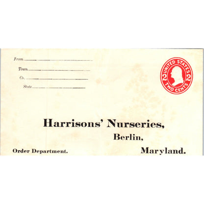 Harrisons' Nurseries Berlin Maryland Blank Antique Envelope AD8-R4