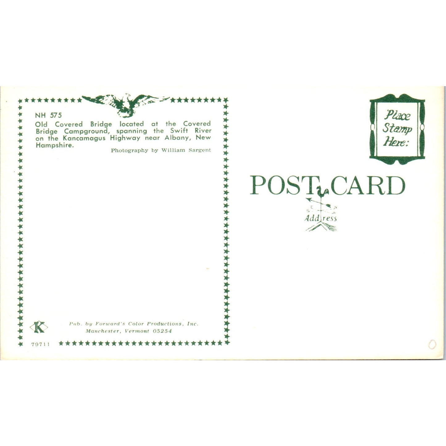 Albany New Hampshire Swift River Covered Bridge Postcard PB13