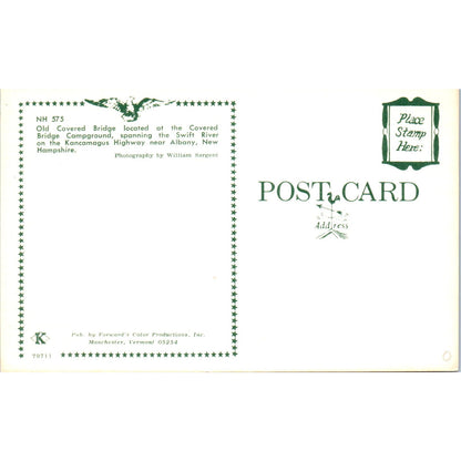 Albany New Hampshire Swift River Covered Bridge Postcard PB13