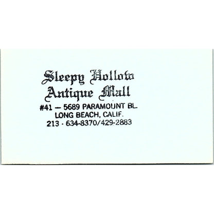 Priscilla Washco Seek & Find Antiques Fountain Valley Business Card SE3-B16