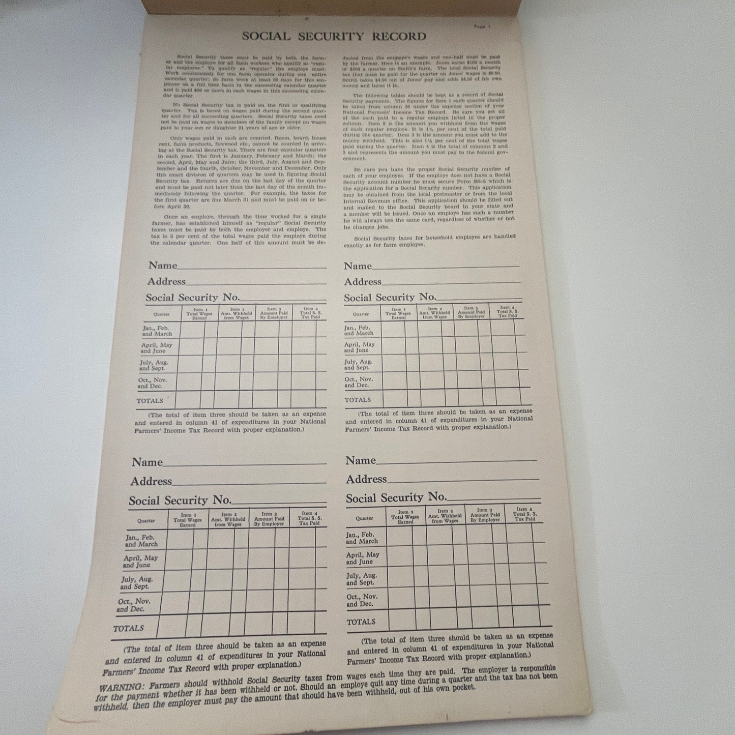 1950 National Farmers' Tax Record Booklet Bob Kortuem Webb Oil Waseca MN TG2-OB