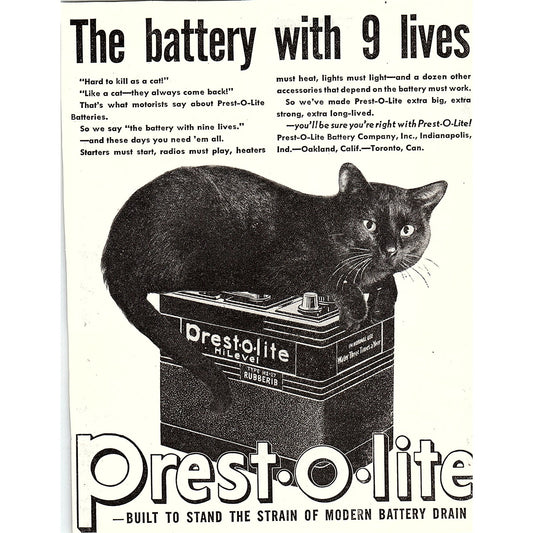 Prest-O-Lite Battery Company, Inc. Indianapolis IN 1937 Ad SAG4-3