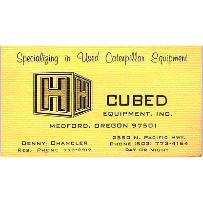 Cubed Equipment Inc. Denny Chancler Medford Oregon Vintage Business Card SB4-B4