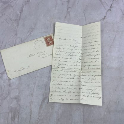 1862 Letter Hamilton OH to St. Paul MN Mentions Dakota & Civil War Lewis TJ5-E1