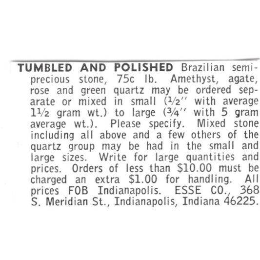 Esse Co Brazilian Semi Precious Stone Indianapolis IN 1972 Ad AF8-S20