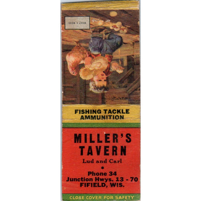 Miller's Tavern Lud & Carl Fifield WI Vintage Matchbook Cover SF4-Y4