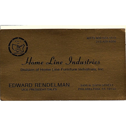Edward Rendelman Home Line Industries Philadelphia Vintage Business Card SC9-B7