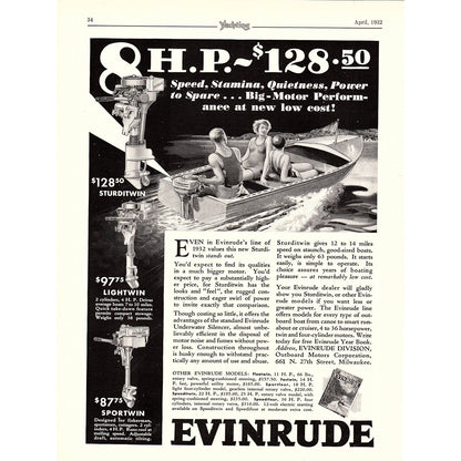 1932 Evinrude 800 Sturditwin Outboard Motor 1932 Ad V1-4