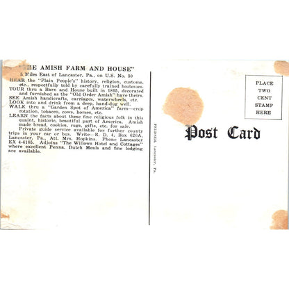 Lancaster Amish Farm & House Illustrated Pennsylvania Dutch Country Postcard PD5