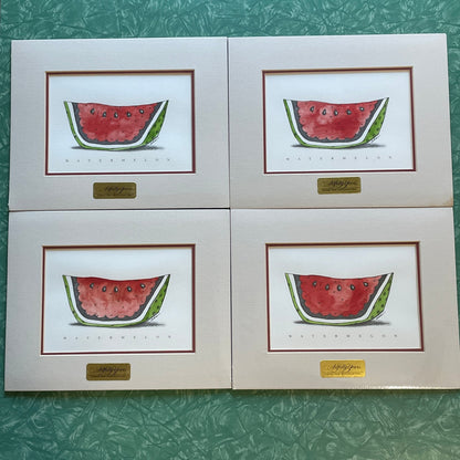 Watermelon Slice 8x10 Matted Print Hand Watercolor, Signed Shar Coulson