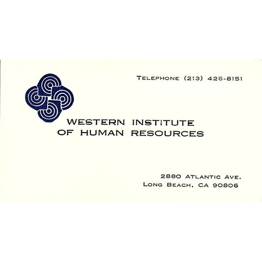 Western Institute of Human Resources Long Beach Vintage Business Card SD9-B11