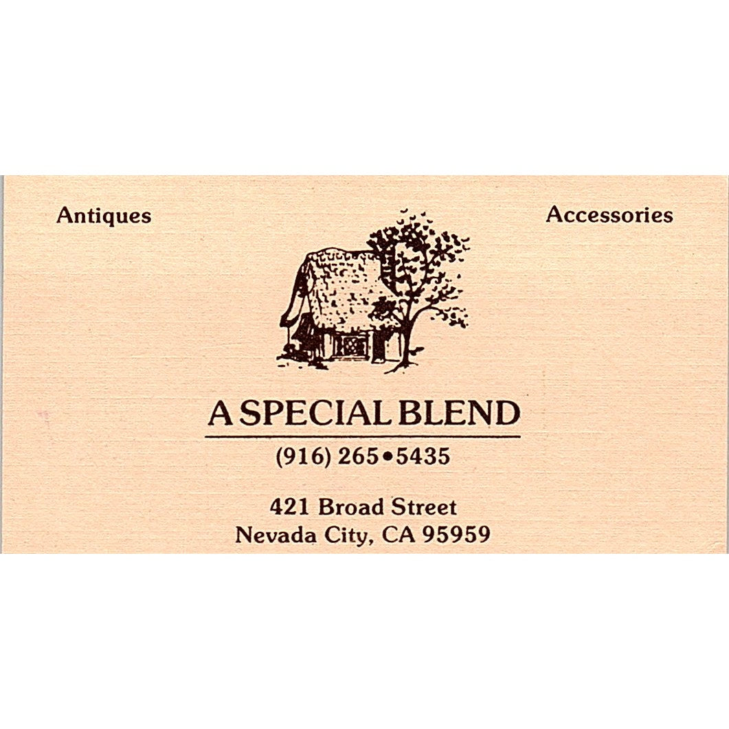 A Special Blend Antiques Nevada City CA Vintage Business Card SE3-B16