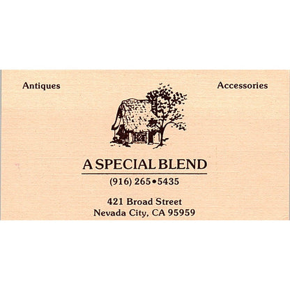A Special Blend Antiques Nevada City CA Vintage Business Card SE3-B16