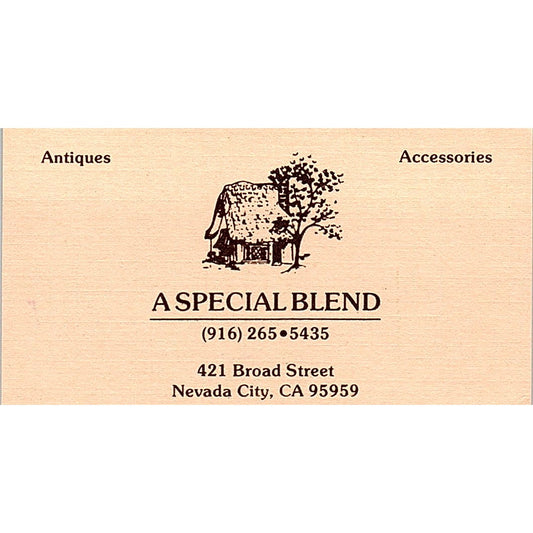 A Special Blend Antiques Nevada City CA Vintage Business Card SE3-B16
