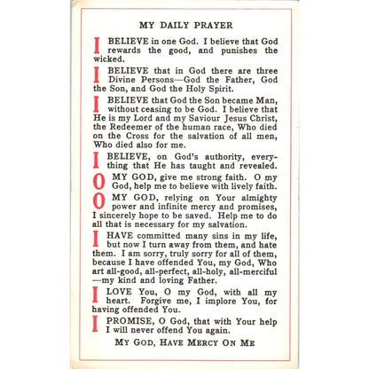 My Daily Prayer Fr. Remy Vintage Catholic Prayer Card TH2-PC1