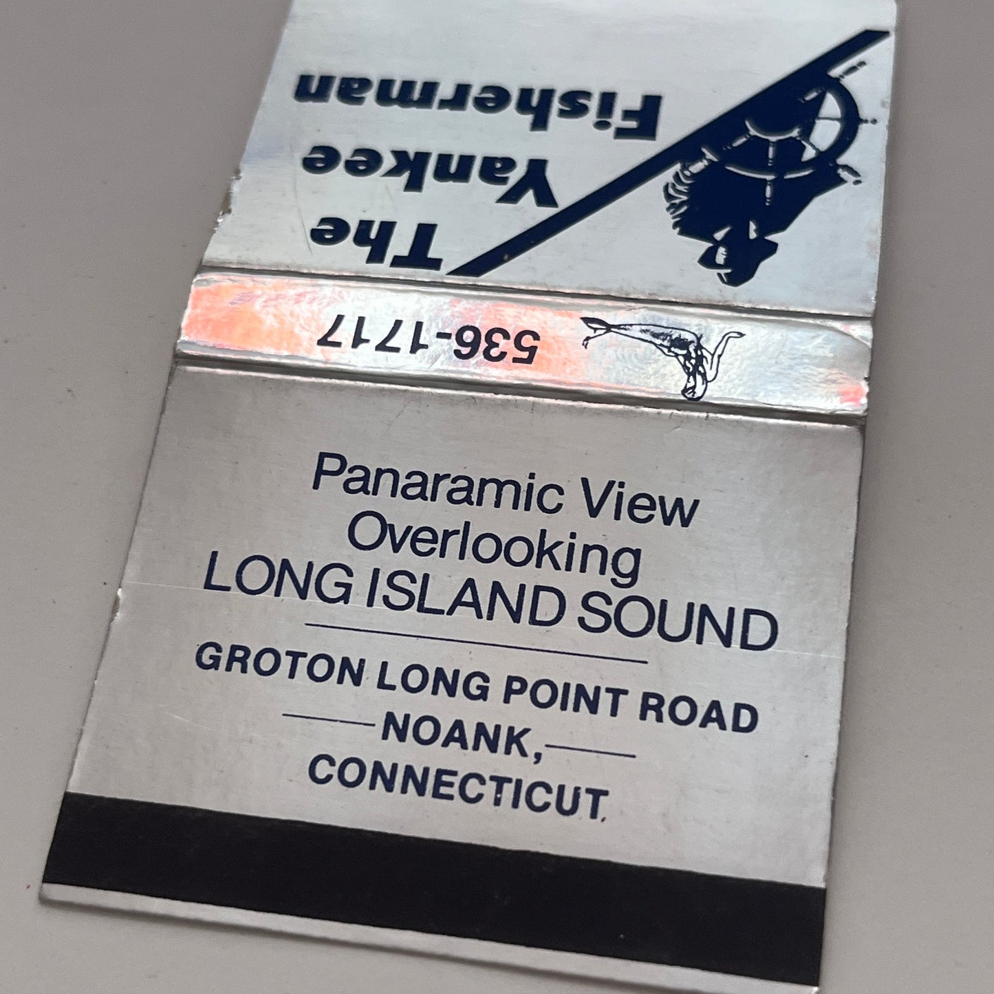 The Yankee Fisherman Groton Long Point Road Noank CT Matchbook Cover TB8-MB2-2