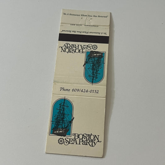 Boston Sea Party Cherry Hill NJ Vintage Matchbook Cover MB59-4