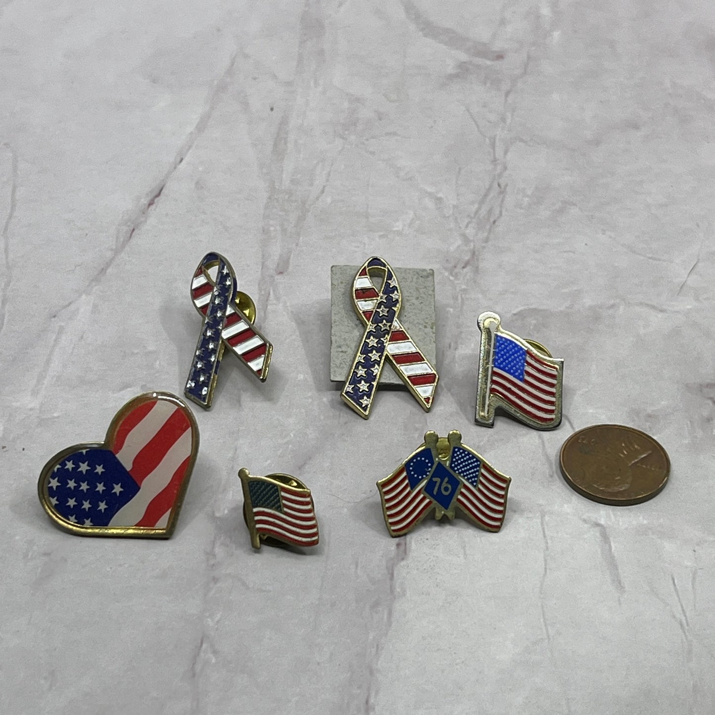 Vintage Lot of 6 Patriotic American Flag Lapel Pin Pinback Buttons SB7