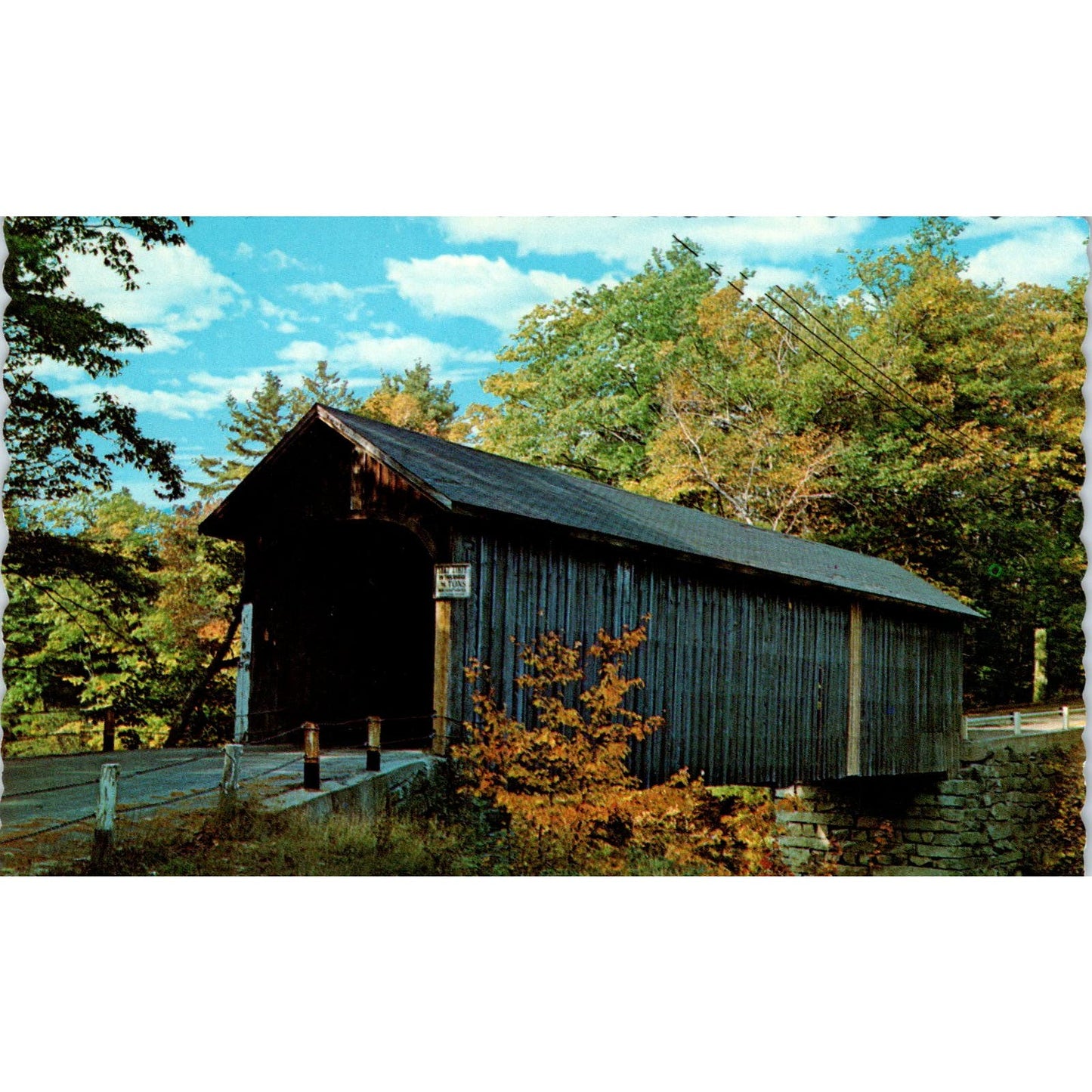Babbs Bridge Presumpscot River So. Windham Maine Covered Bridge Postcard PB13