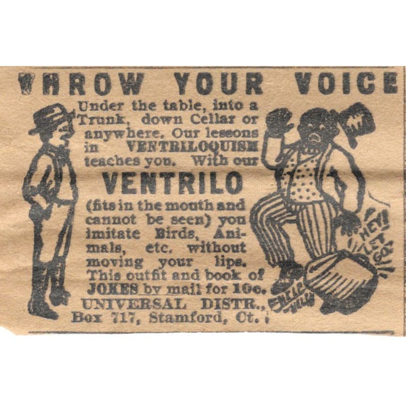 Ventrilo Ventriloquism Book Offer Stamford CT 1923 Magazine Ad Clip AE1-8