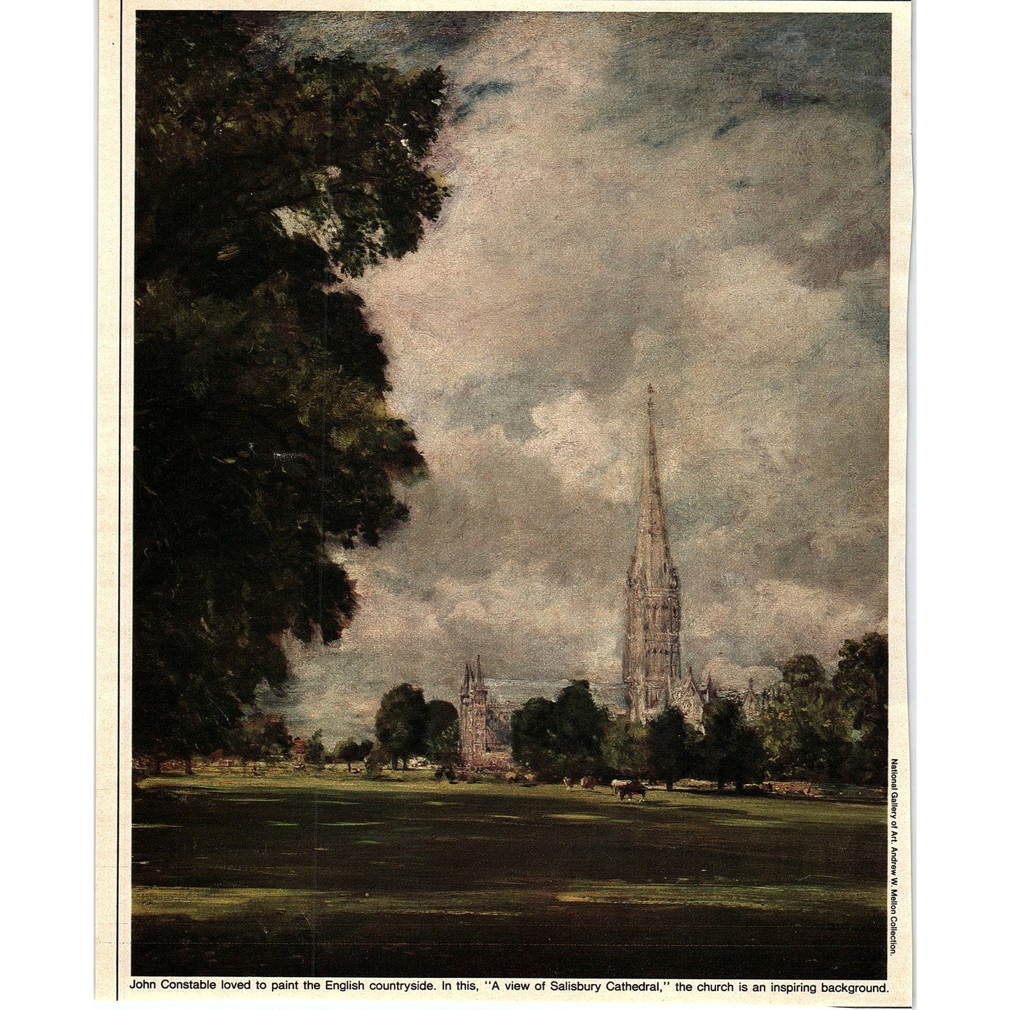 A View of Salisbury Cathedral - John Constable Vintage Art Print 8x10 V6