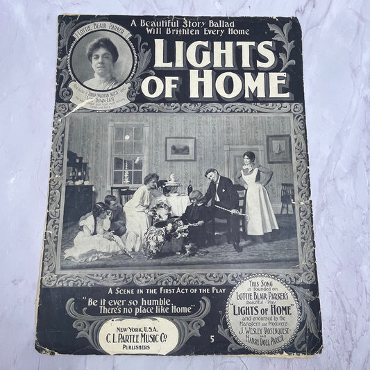 Lights of Home Story Ballad Lottie Blair Parker 1904 Sheet Music V15