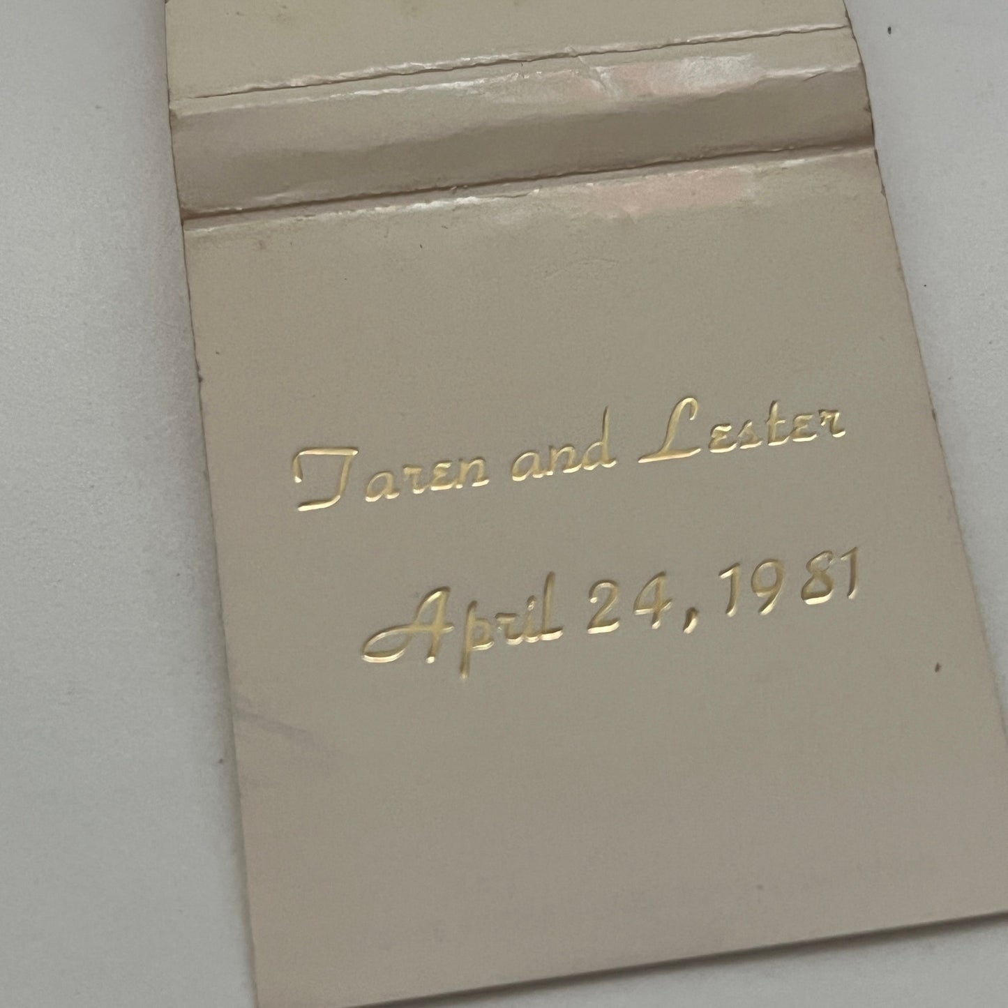 Taren and Lester Wedding Apr 24 1981 Monogrammed Matchbook Cover TB8-MB2-1