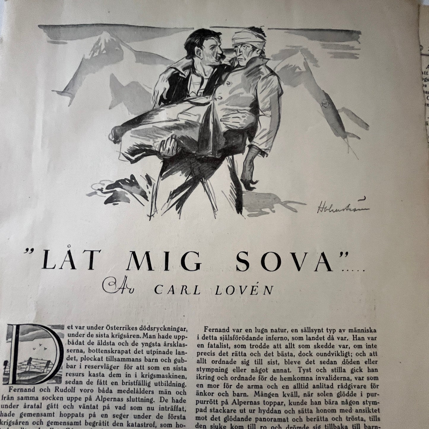 Låt Mig Sova by Carl Lovén 2 Pages 1924 Swedish Story V27-4