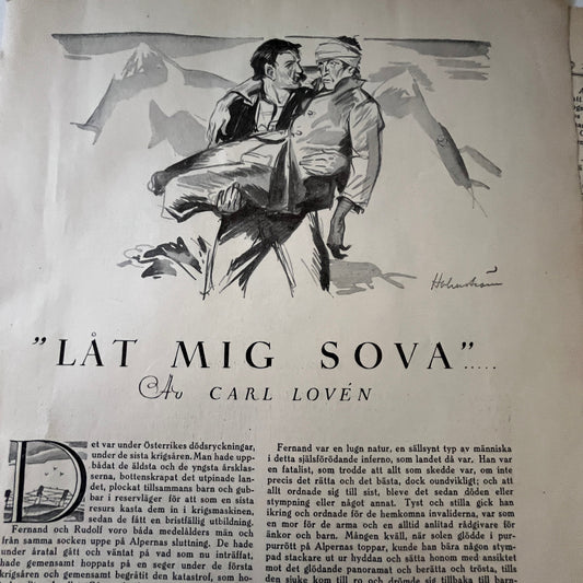 Låt Mig Sova by Carl Lovén 2 Pages 1924 Swedish Story V27-4