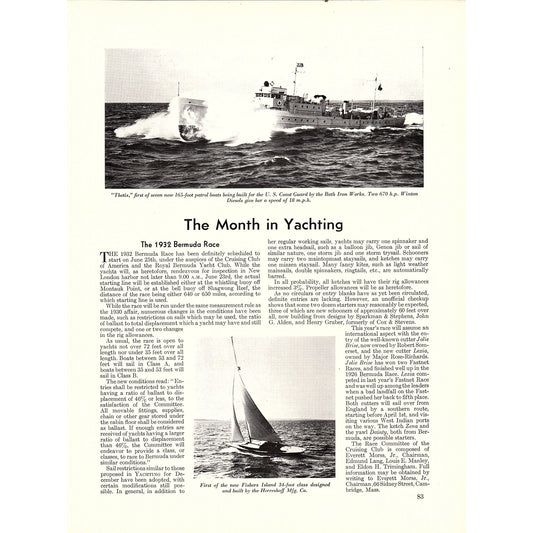 1932 Bermuda Race - The Month in Yachting 2 Pages 1932 Article V1-4