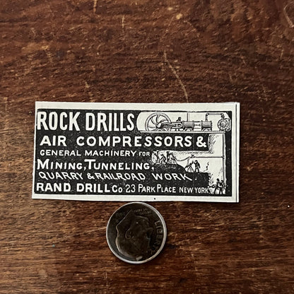 Rock Drills Air Compressors Rand Drill Co NY Original Advertisement AD8-P29