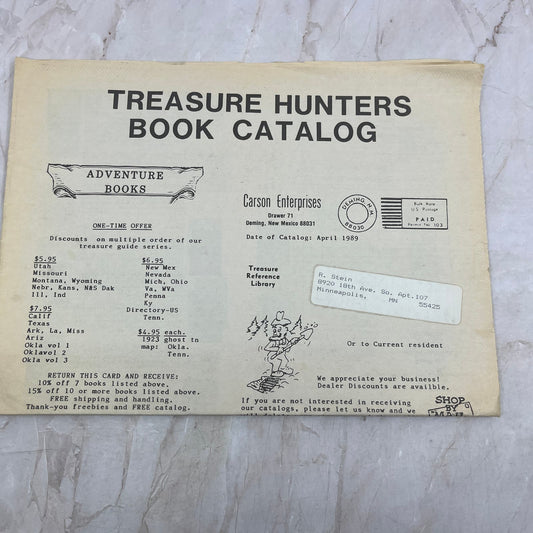 1989 Carson Enterprises Treasure Hunters Book Catalog Deming NM M20