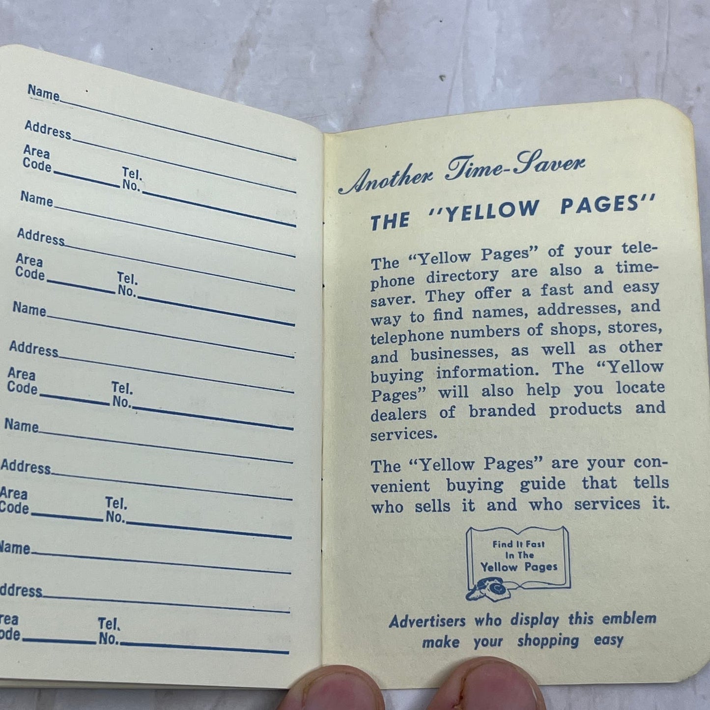 Vintage Pocket Blue Book of Telephone Numbers Wisconsin Telephone Co SB8