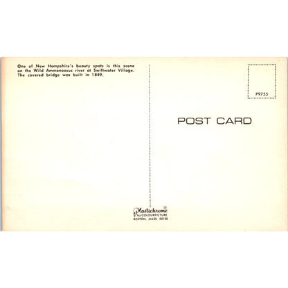 Wild Ammonoosuc River Bridge Swiftwater NH Vintage Covered Bridge Postcard PD1