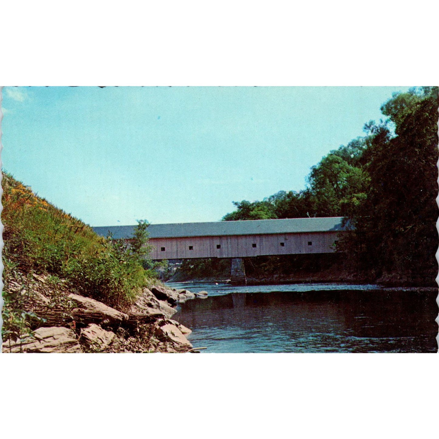 Morse Bridge Kenduskeag Stream Bangor Maine Covered Bridge Postcard PB13