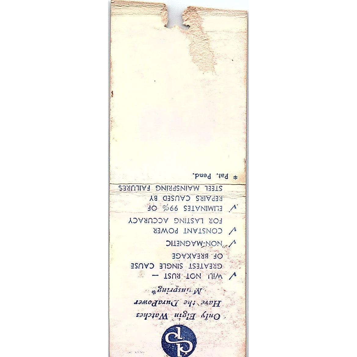 Harycki Jewelers Elgin Watches Thorp WI Vintage Matchbook Cover SF3-Y4