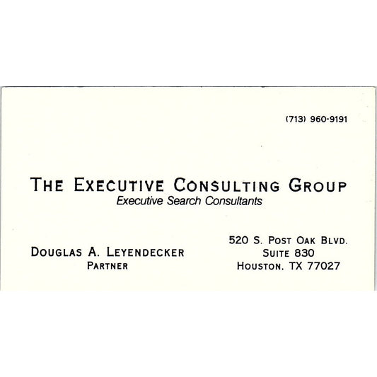 The Executive Consulting Group Douglas A. Leyendecker Houston Texas Card SF3-B7