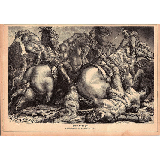 The Death of Gustavus Adolphus Rene Reinicke 1892 Engraving V1-3