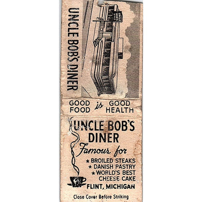 Uncle Bob's Diner Flint Michigan Vintage Matchbook Cover SC7-Y7