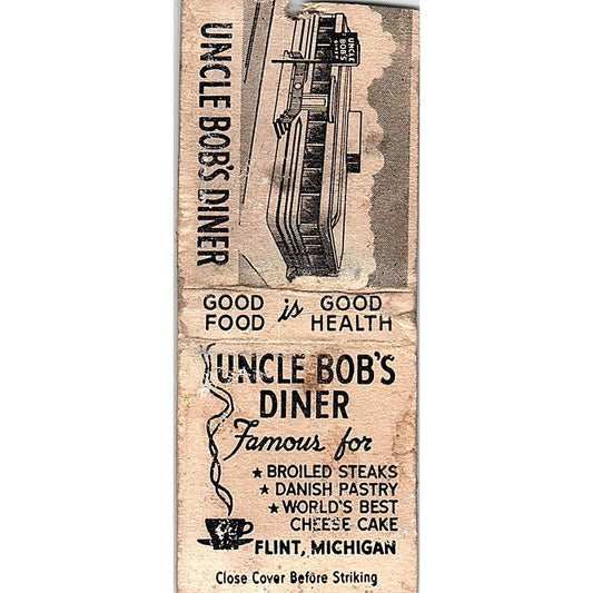 Uncle Bob's Diner Flint Michigan Vintage Matchbook Cover SC7-Y7