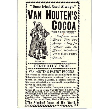 Van Houten's Cocoa Bumble Van Houten & Zoon Weesp Holland 1892 Ad AG2-M9