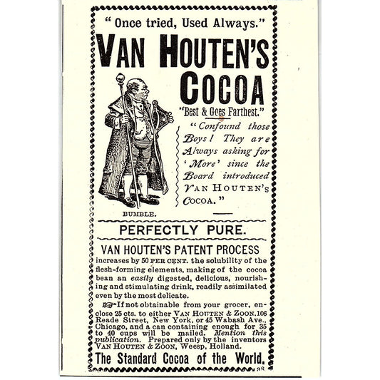 Van Houten's Cocoa Bumble Van Houten & Zoon Weesp Holland 1892 Ad AG2-M9