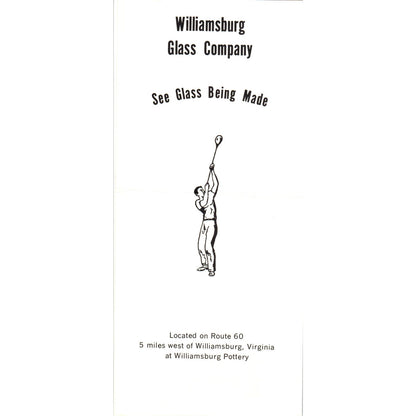 1970s Williamsburg Glass Company Glass Being Made Williamsburg VA Leaflet TF4-BC