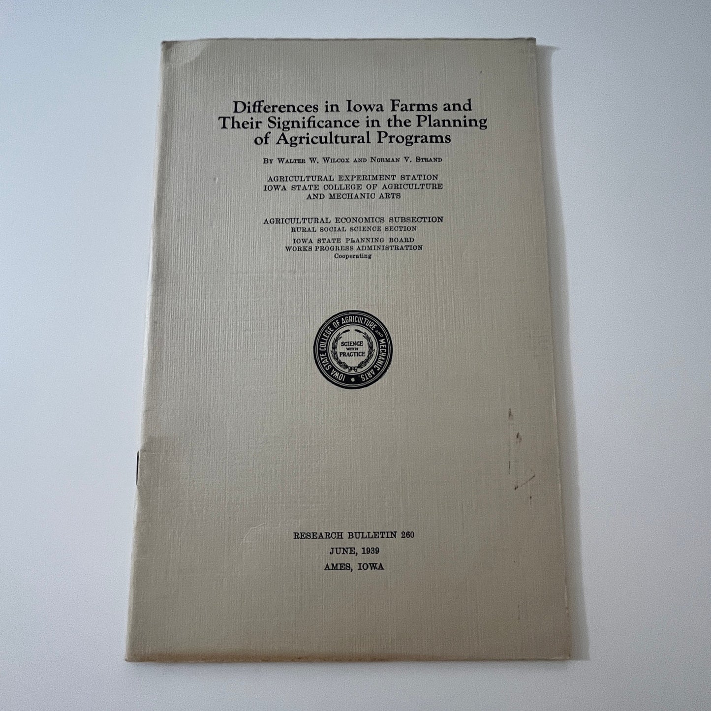 Differences in Iowa Farms & Planning of Agricultural Programs 1939 TK2-XB2