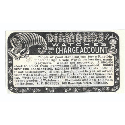 A.C. Roebuck Diamonds Chicago c1905 Original Magazine Advertisement AE7-SA1