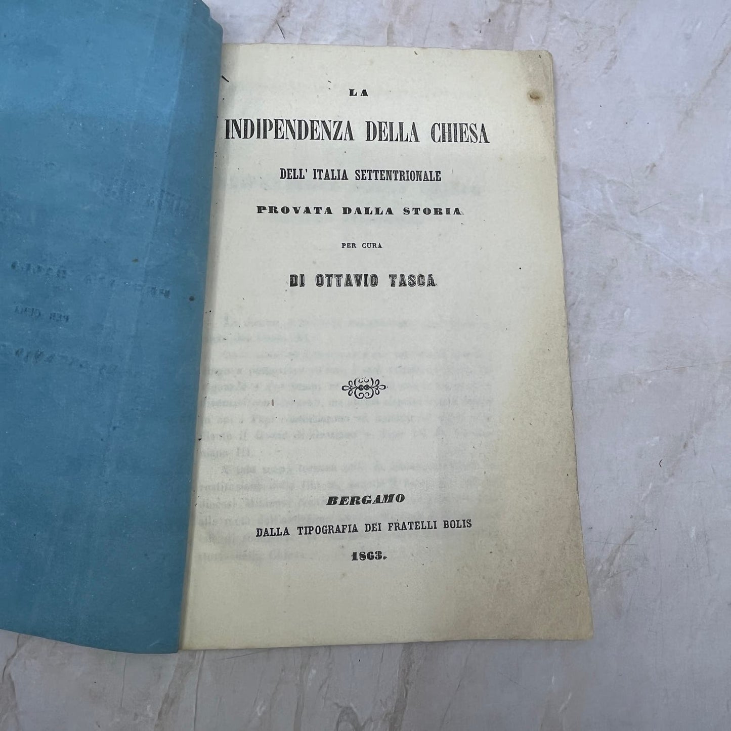 1863 Tract Independence Of The Church Of Northern Italy By Ottavio Tasca TI8-S8